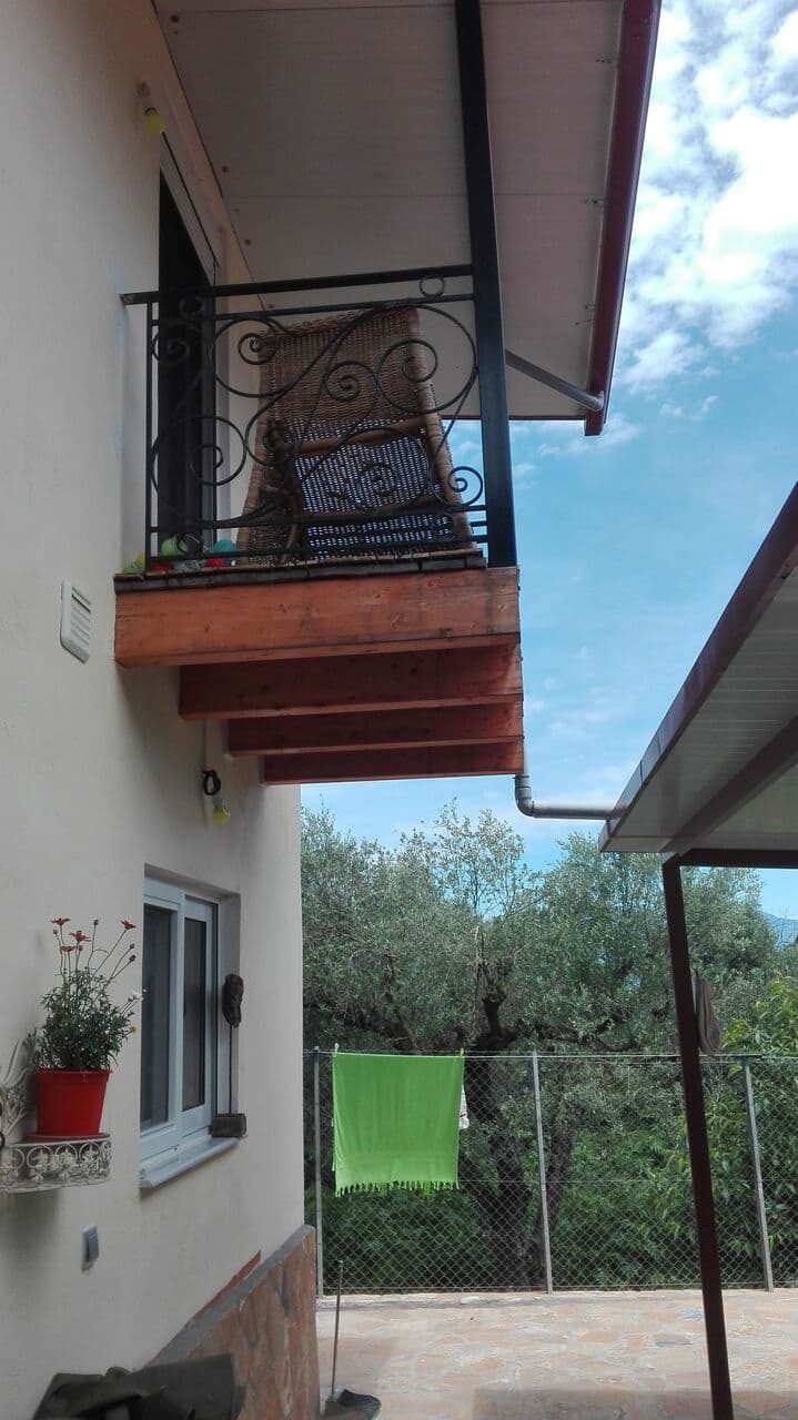 Balcony with wrought iron railing